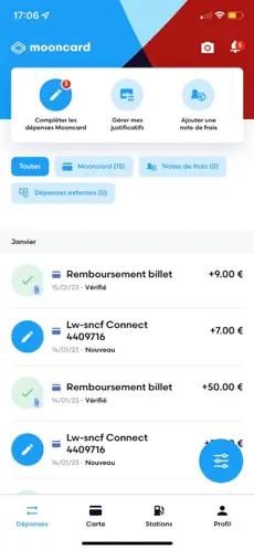Mooncard app screenshoot 1