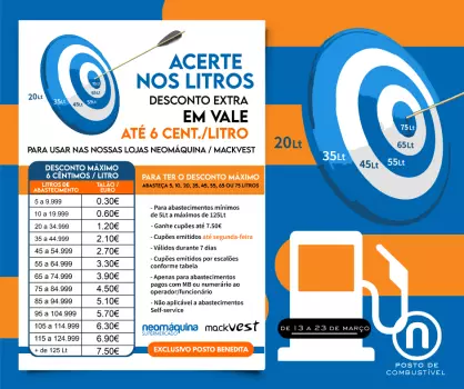 ACERTE NOS LITROS! de 13 a 23 de Março ganhe até 6 cênt./litro