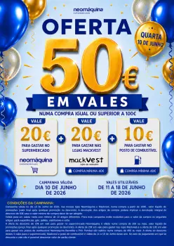 OFERTA 37ºANIVERSÁRIO - 50€ EM VALES!