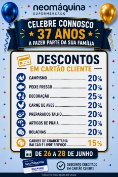 Celebre connosco 37 Anos - Descontos em cartão! de 26 a 28 Junho
