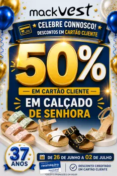 50%DESC. Cartão mackVest Até 2Jul