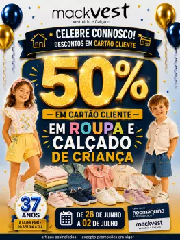 50%DESC. Cartão mackVest Até 2Jul