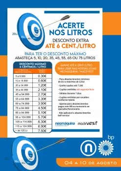 ACERTE NOS LITROS! de 04 a 10 de Agosto ganhe até 6 cênt./litro