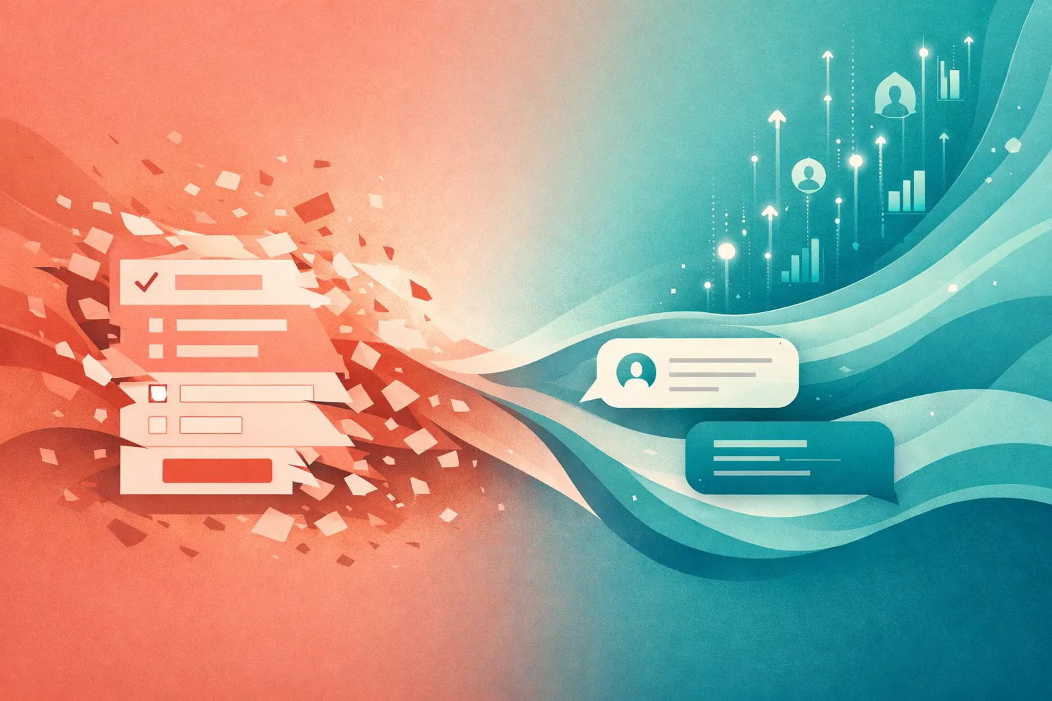 AI conversation interface replacing a traditional contact form for lead capture