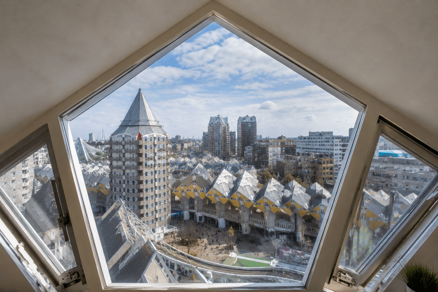 The top-floor window view