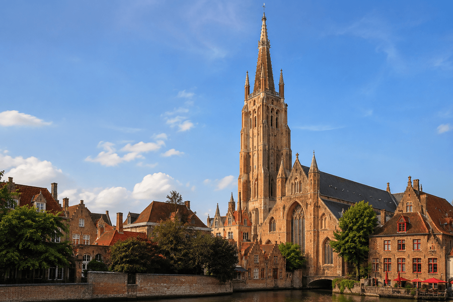Soaring Brick Tower and Gothic Architecture