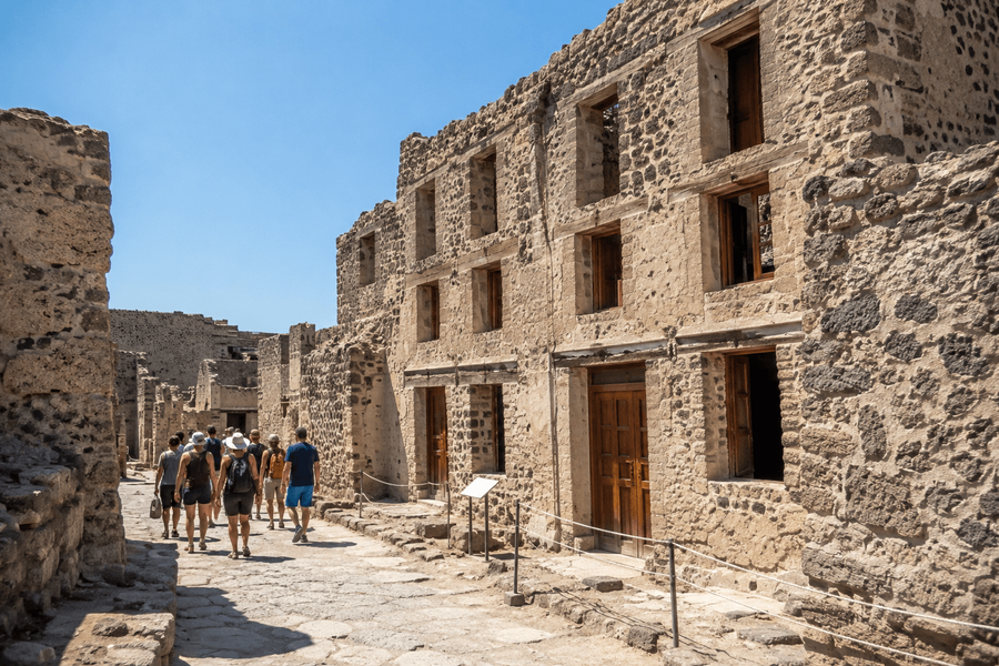 Multi-story stone buildings