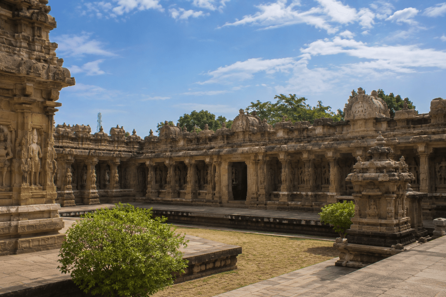 Peaceful courtyard atmosphere