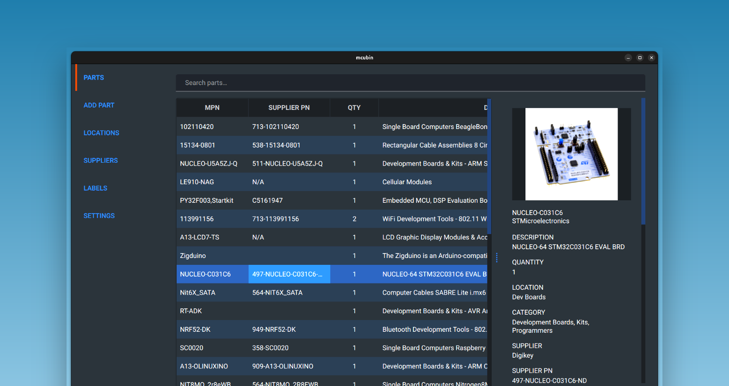MCUBin: Open Source Inventory for Makers