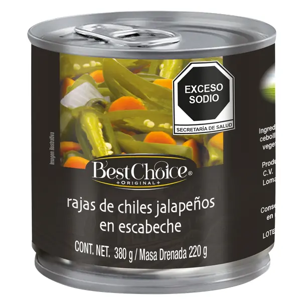 Chile Best Choice Rajas de Jalapeño 380 g