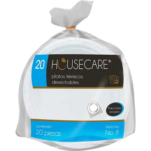 Plato Liso Reutilizable House Care 20 pzas