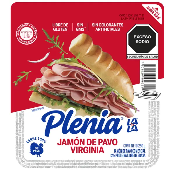 Jamón Lala Plenia Virginia Pavo 250 g