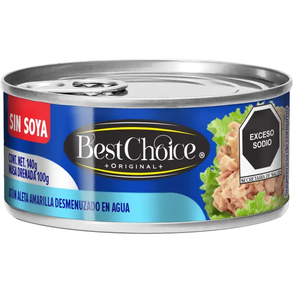 Atún Desmenuzado Best Choice en Agua 0% Soya 140 g