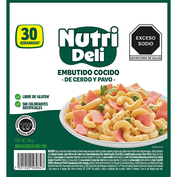 Jamón Cocido Nutrideli Cerdo Pavo 400 g