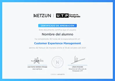 Modelo de certificado de nuestras especializaciones
