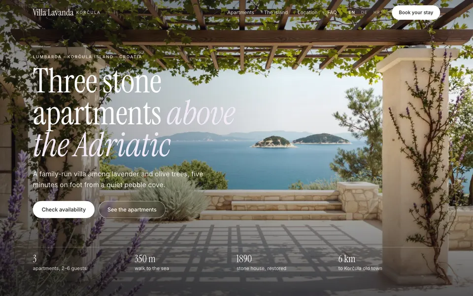 Home page of Villa Lavanda (demo), hosted on Neural Draft