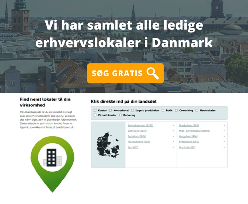 Lokalebasen.dk samler danske erhvervslokaler: Find et nyt tomt lejemål og få 250 kr. i findeløn