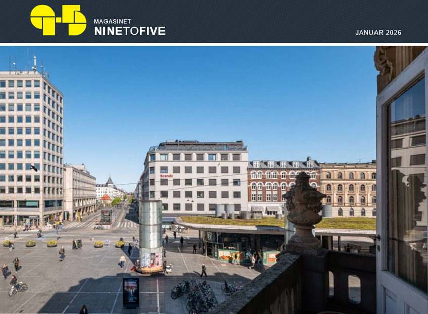 Her ligger firmaets nye City-kontor kun få min. fra togperronen