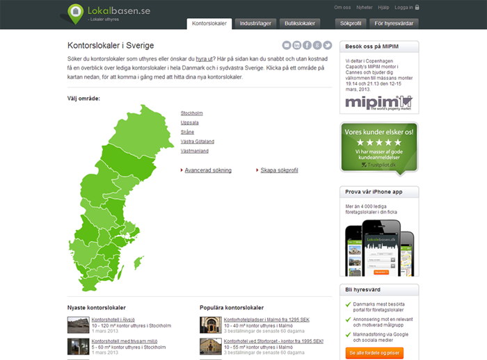 Lokalebasen.dk åbner svensk søster-webportal - Lokalbasen.se