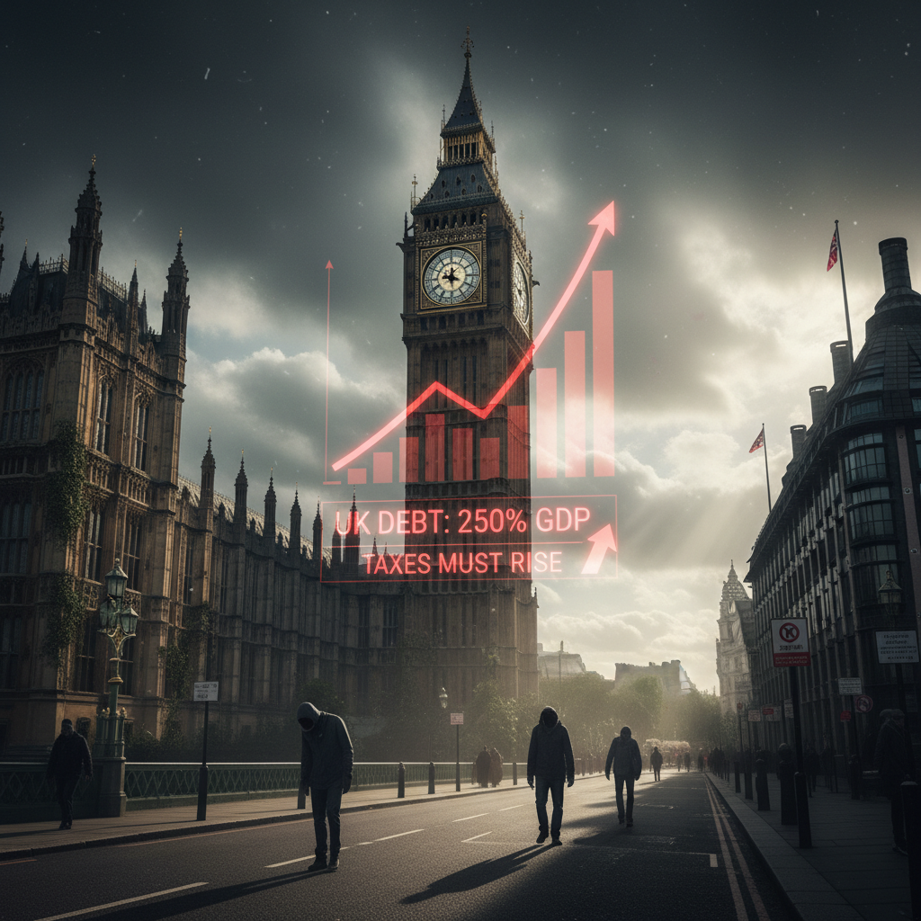 UK debt could hit 250% GDP; taxes must rise.
