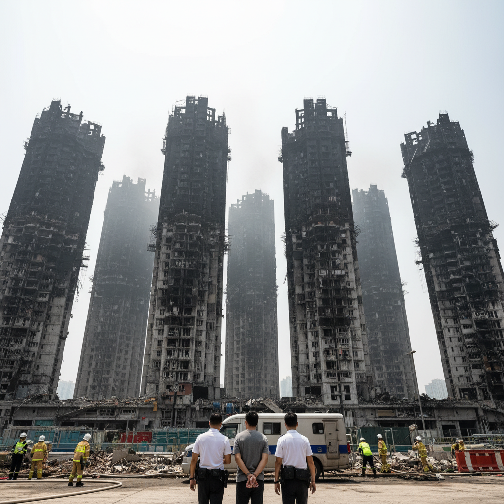 Hong Kong fire: Three arrested for manslaughter