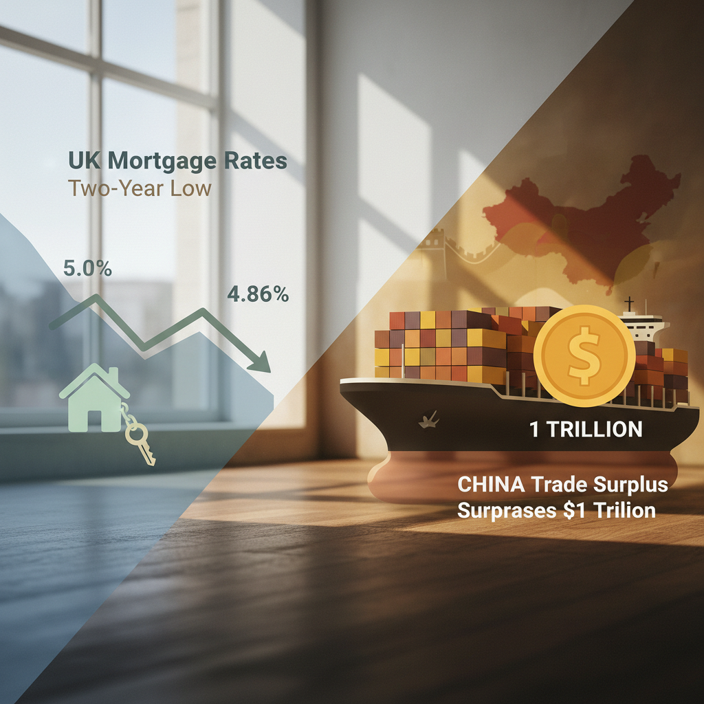 UK Mortgage Rates Fall to Two-Year Low as China's Trade Surplus Surpasses $1 Trillion