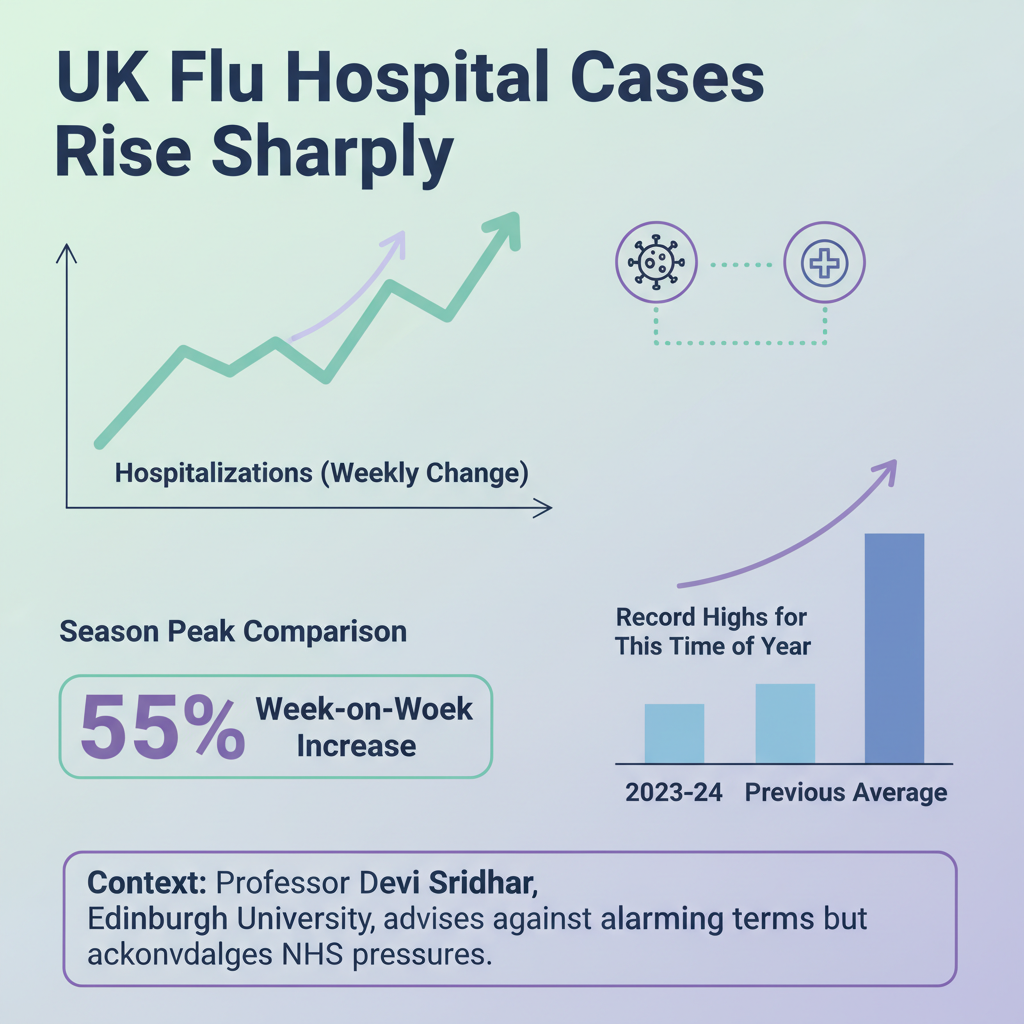Flu hospital cases rise sharply in UK. 