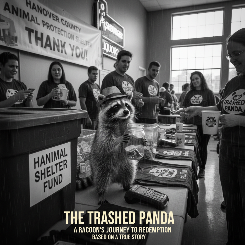 Drunk raccoon helps raise money for animal shelter