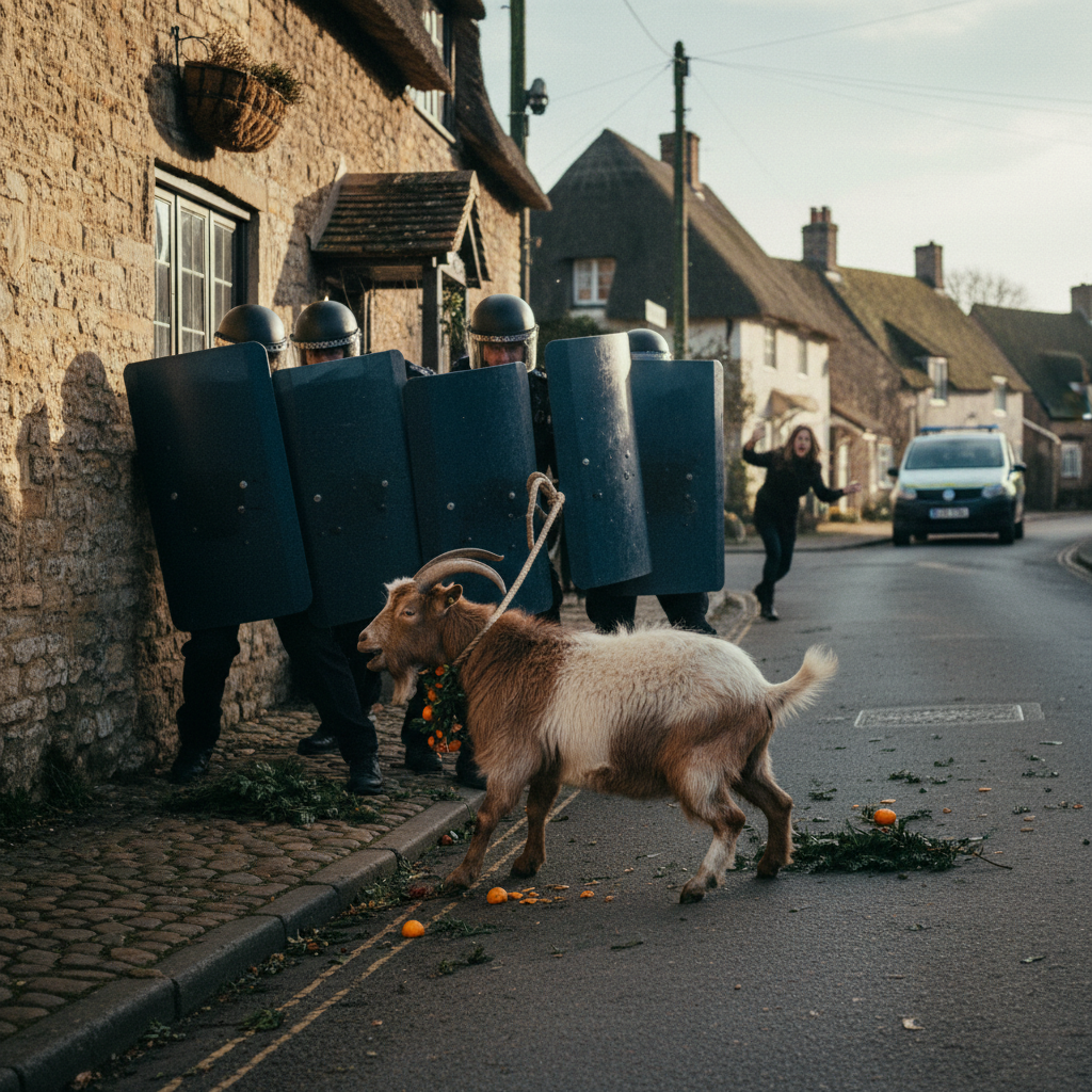 Police Use Riot Shields and Lasso to Capture Runaway Goat Terrorising Wiltshire Village
