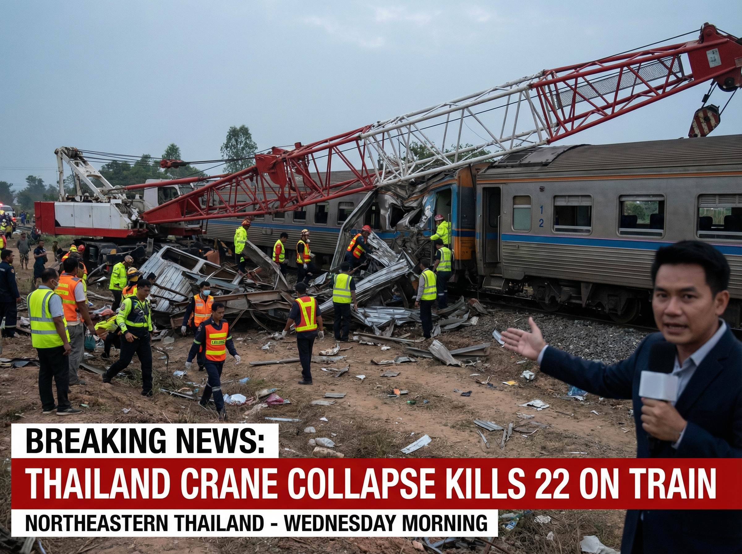 Thailand crane collapse kills 22 on train