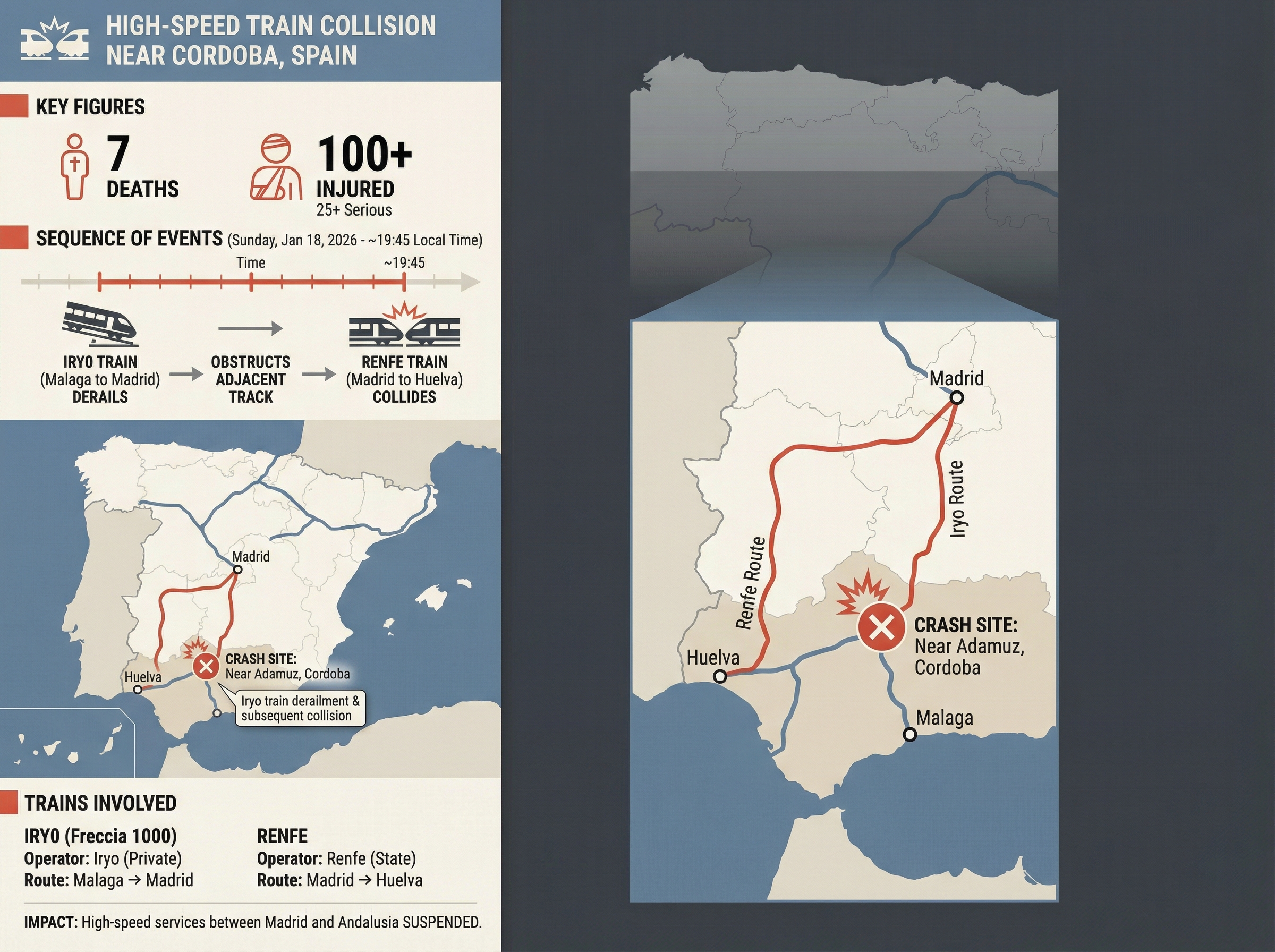 Spain train crash kills 21 near Cordoba