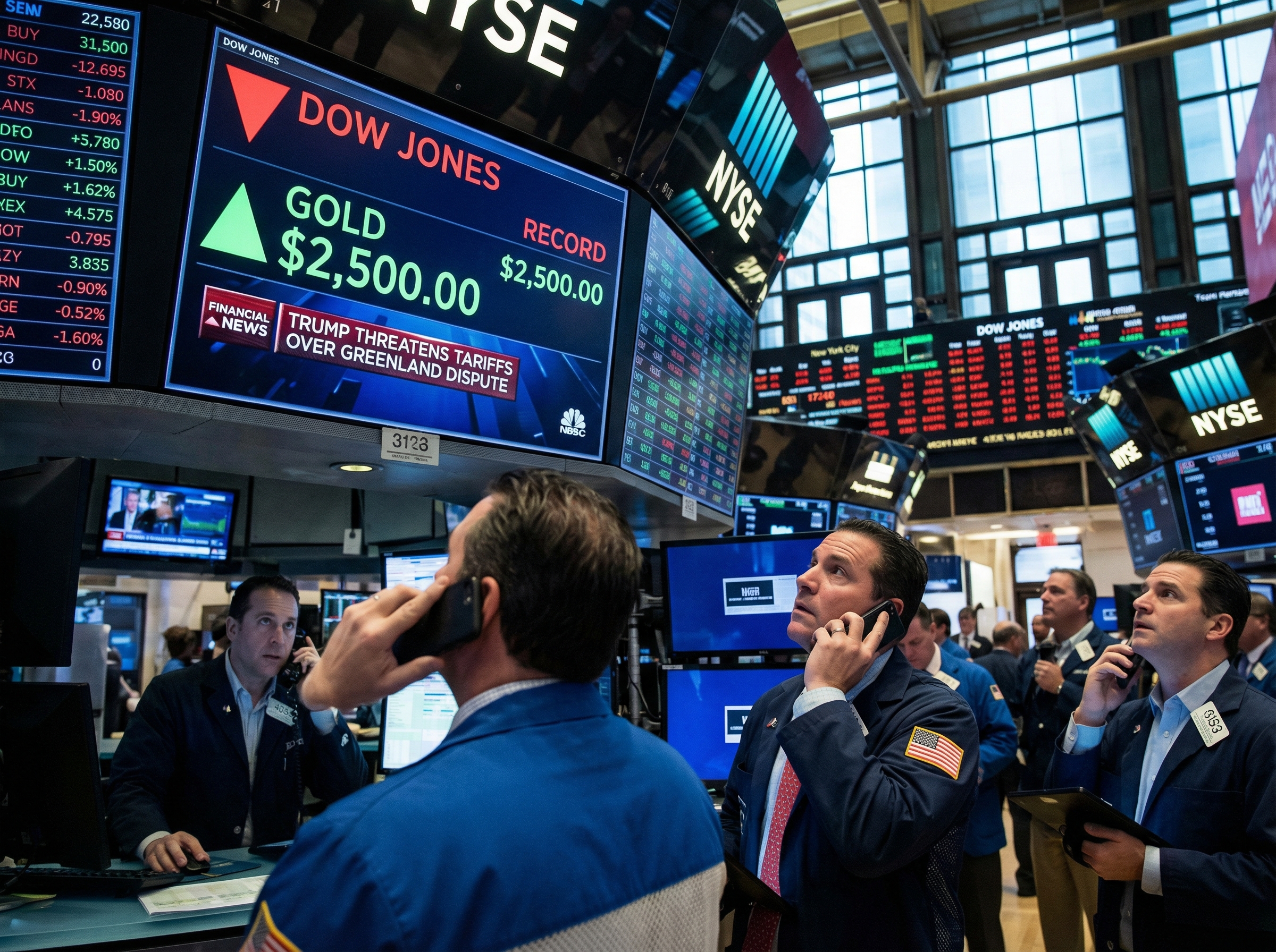 Gold hits record as stocks fall on Greenland tariff tensions