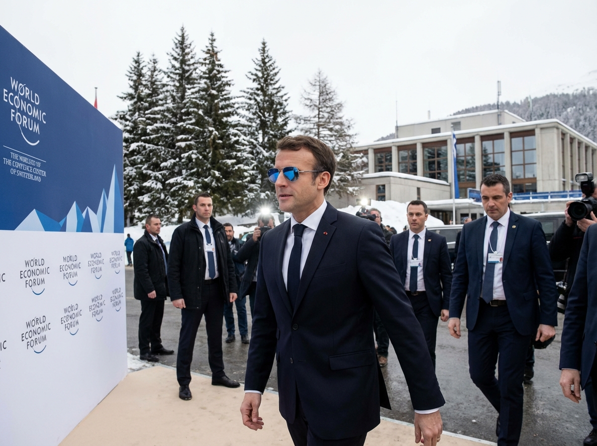 Macron Wears Sunglasses at Davos Due to Eye Condition