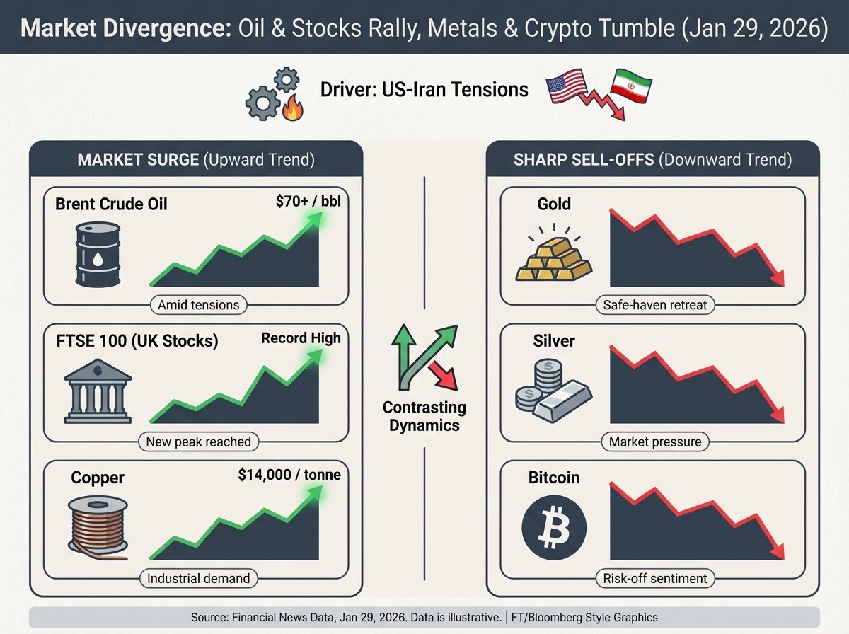 Oil Surges and Stocks Hit Records While Precious Metals Tumble