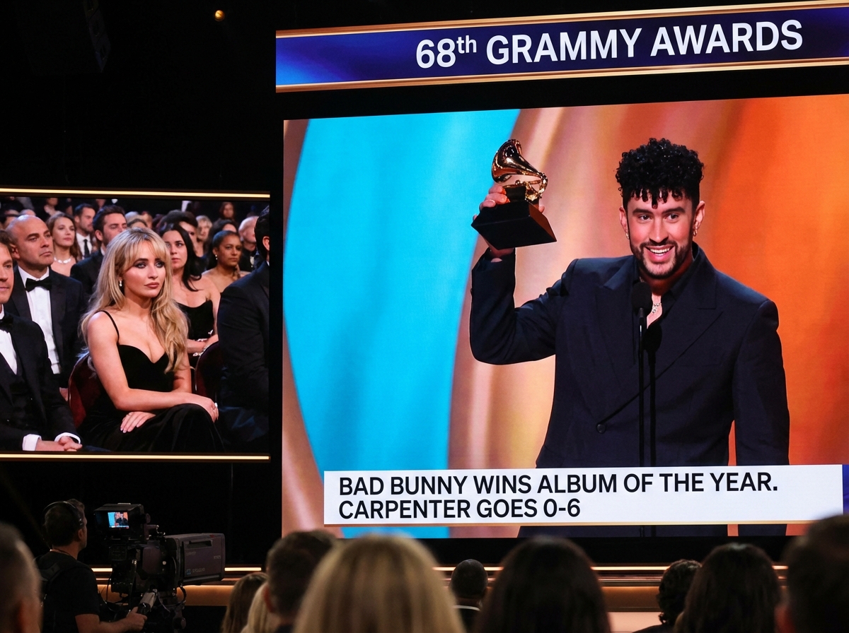 Sabrina Carpenter loses 6 awards while Bad Bunny claims historic Grammy win
