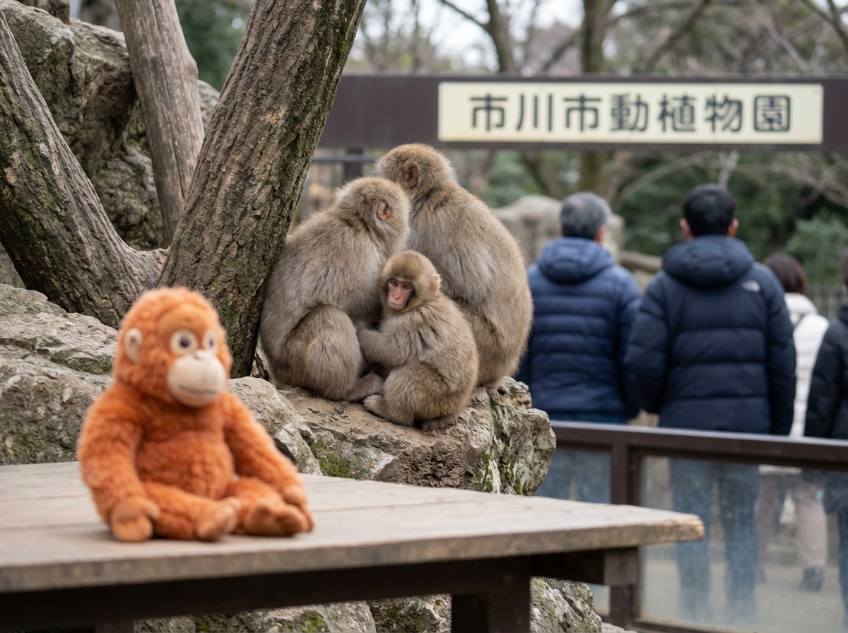 Baby monkey Punch finds friends after hugging stuffed toy