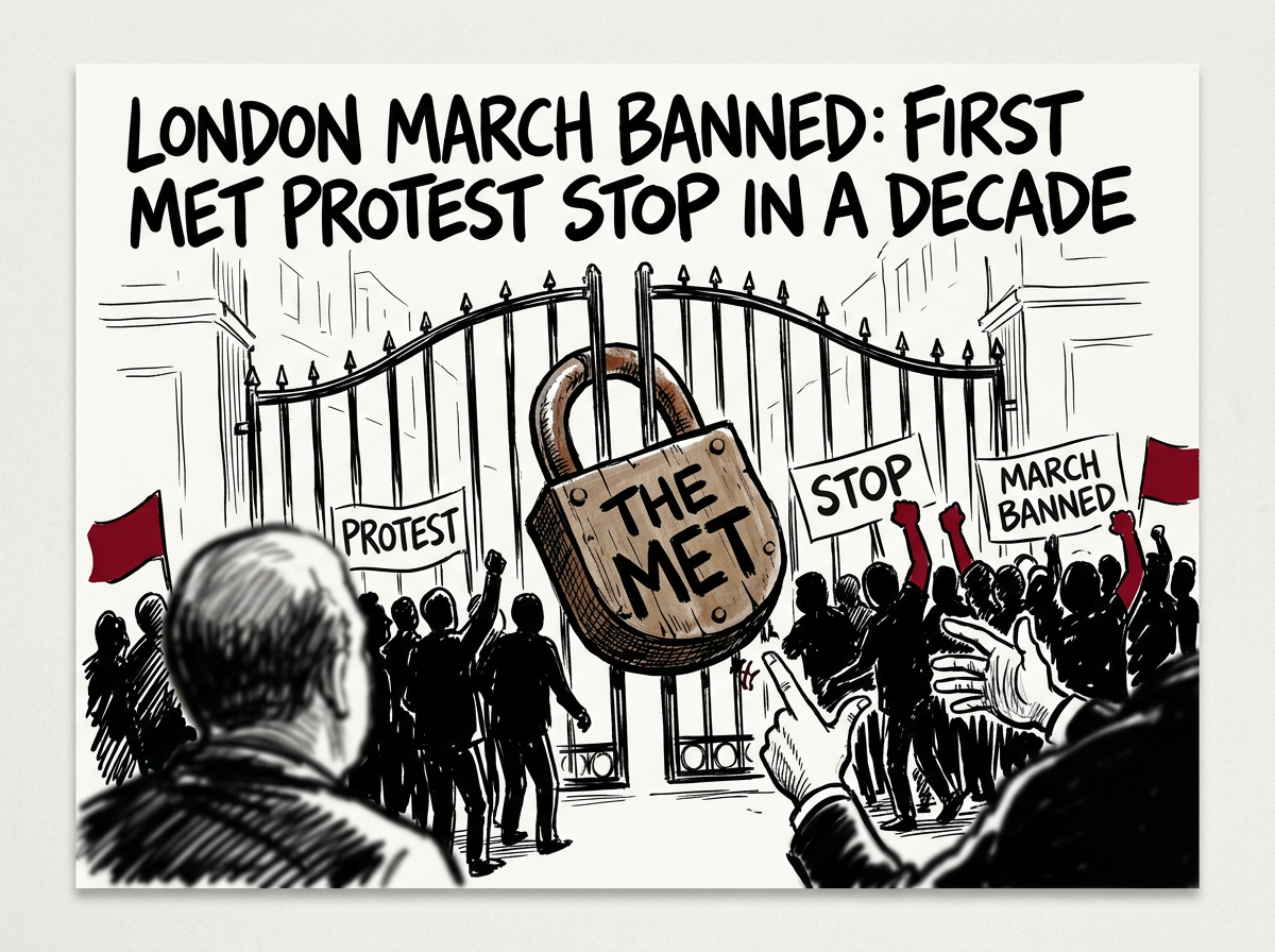 London march banned: First Met protest stop in a decade.