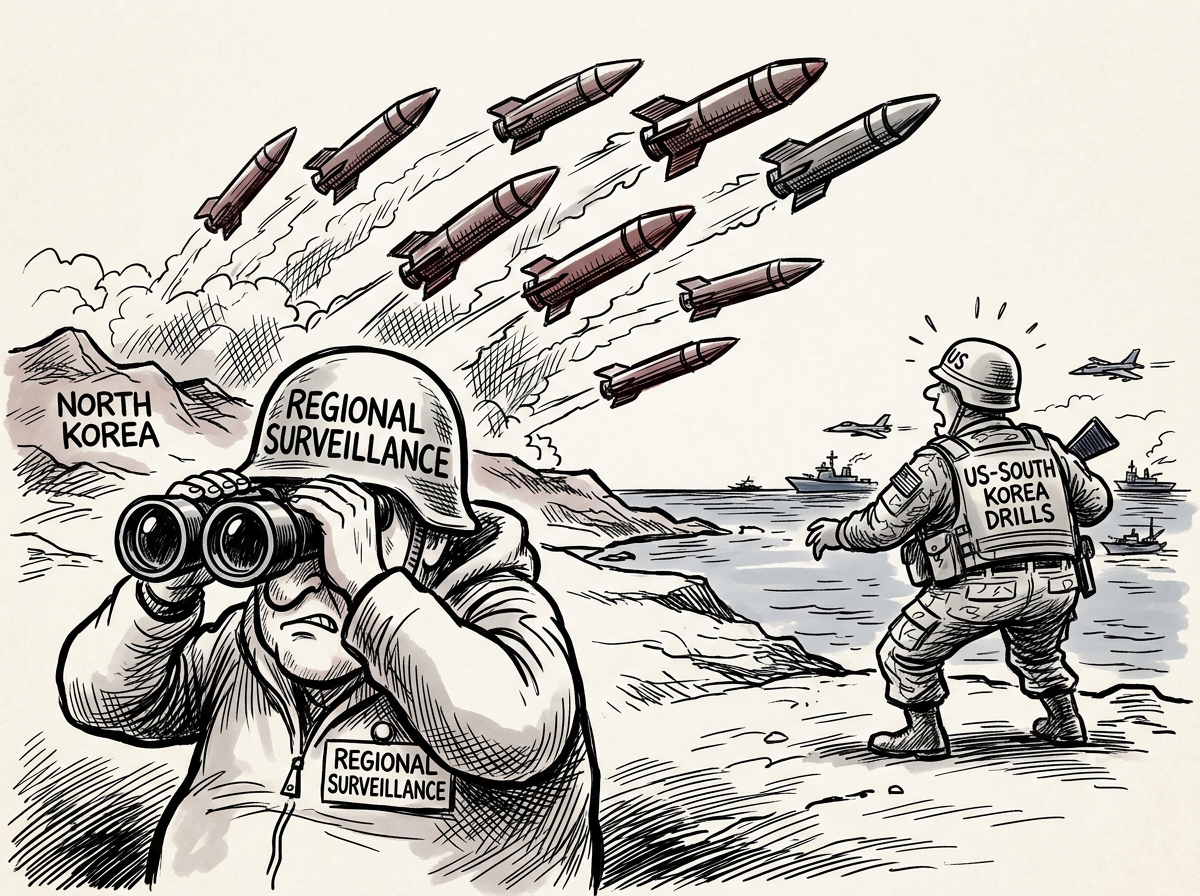 North Korea fires 10 missiles amid US-South Korea drills