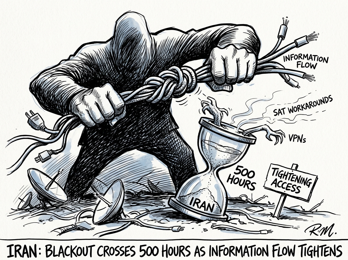 Iran blackout crosses 500 hours as information flow tightens
