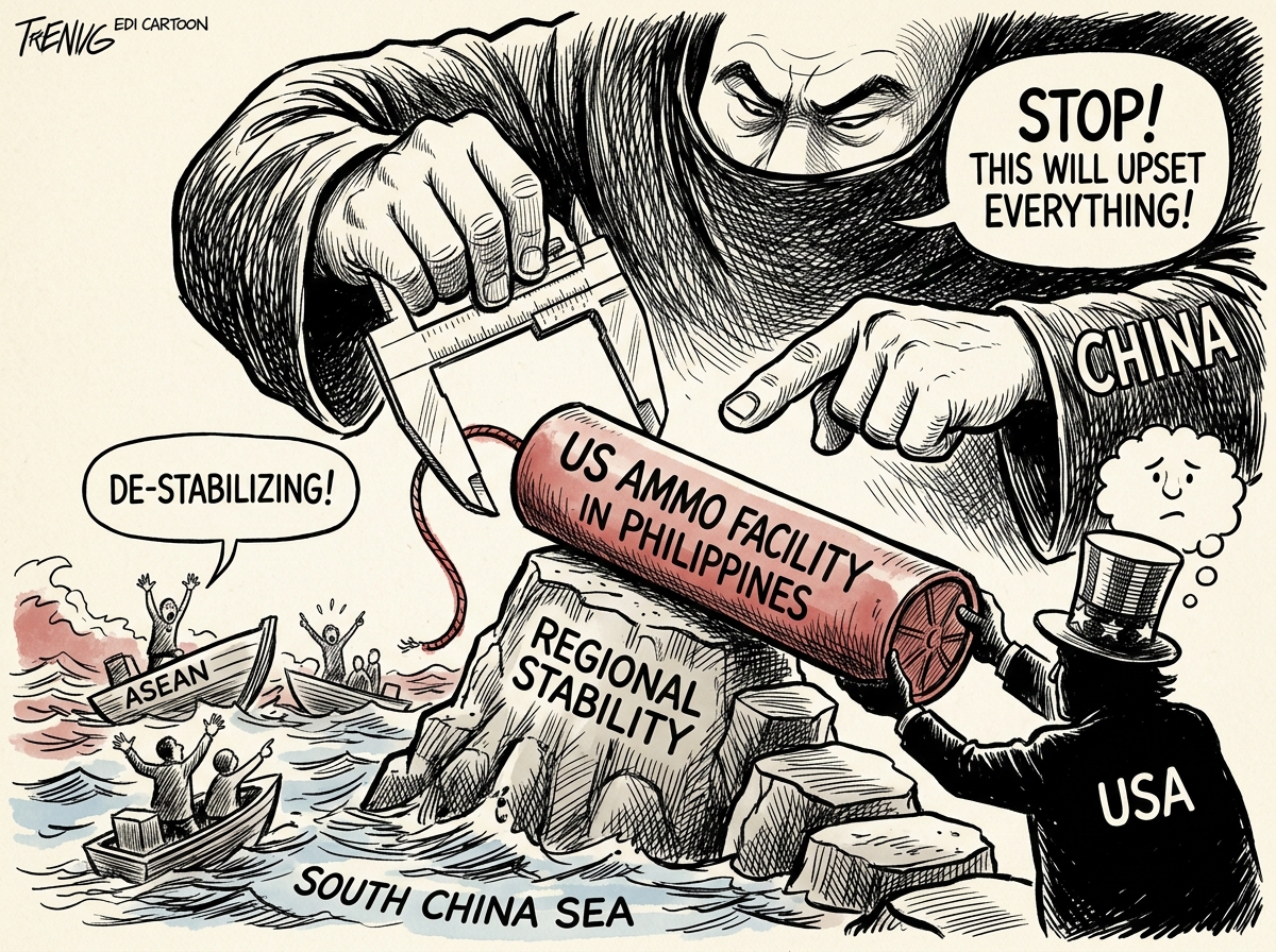 China warns US Philippines ammo facility destabilizes region.