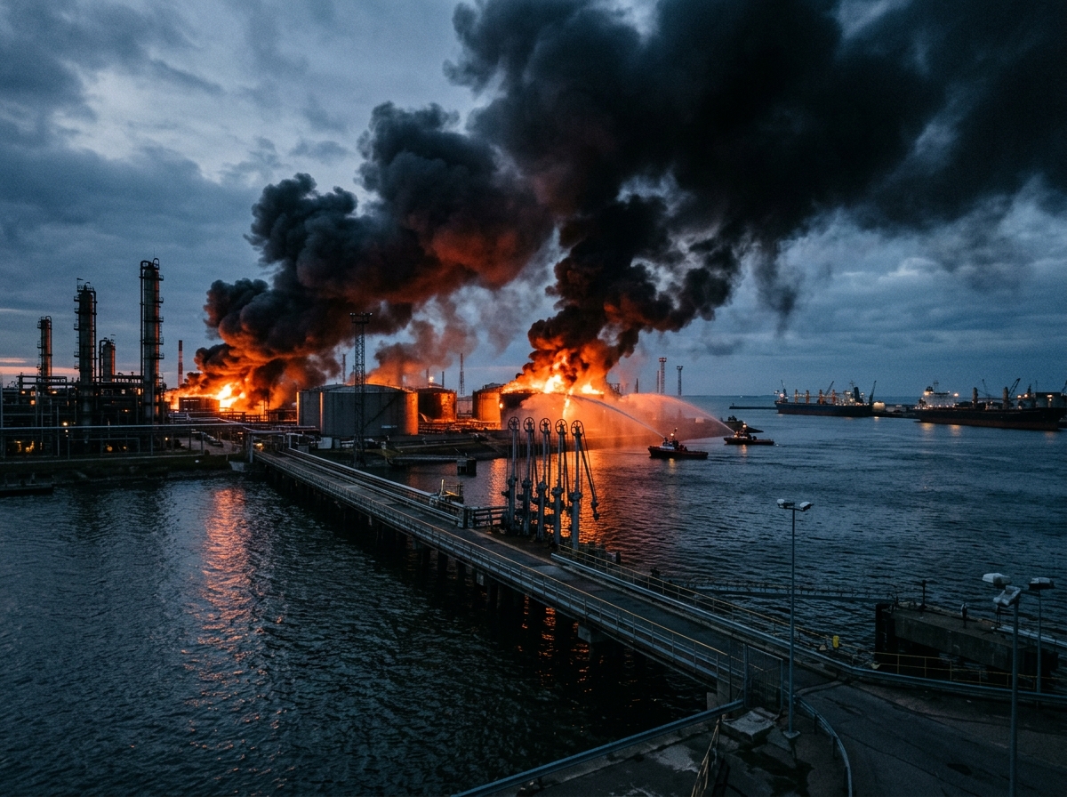 Ukrainian drones cause fires at Russian oil facilities.