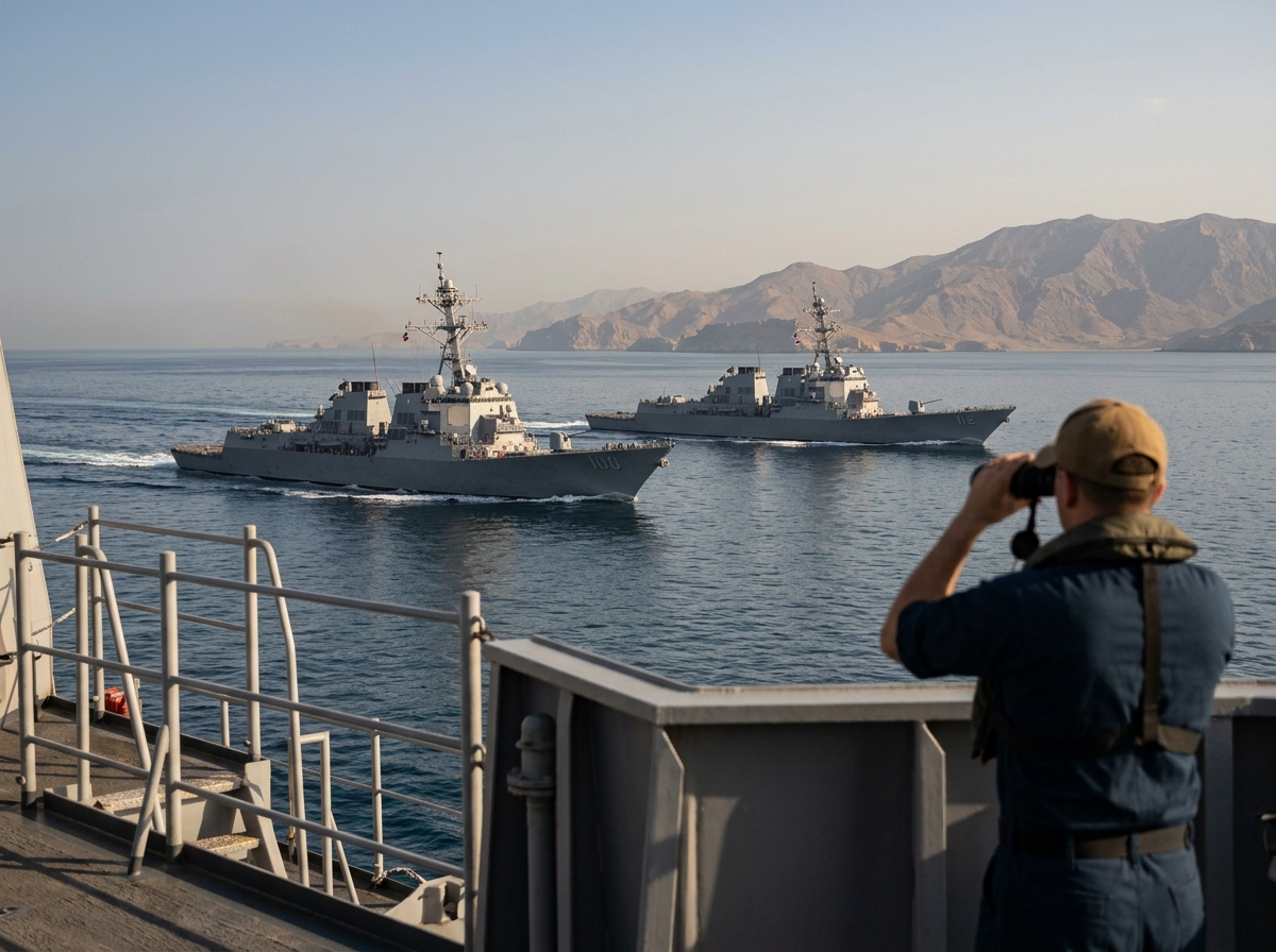 Two US warships cross Strait of Hormuz for first time since war began