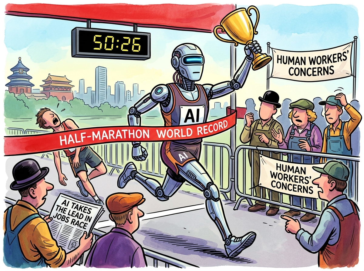 Humanoid robot beats human half-marathon world record