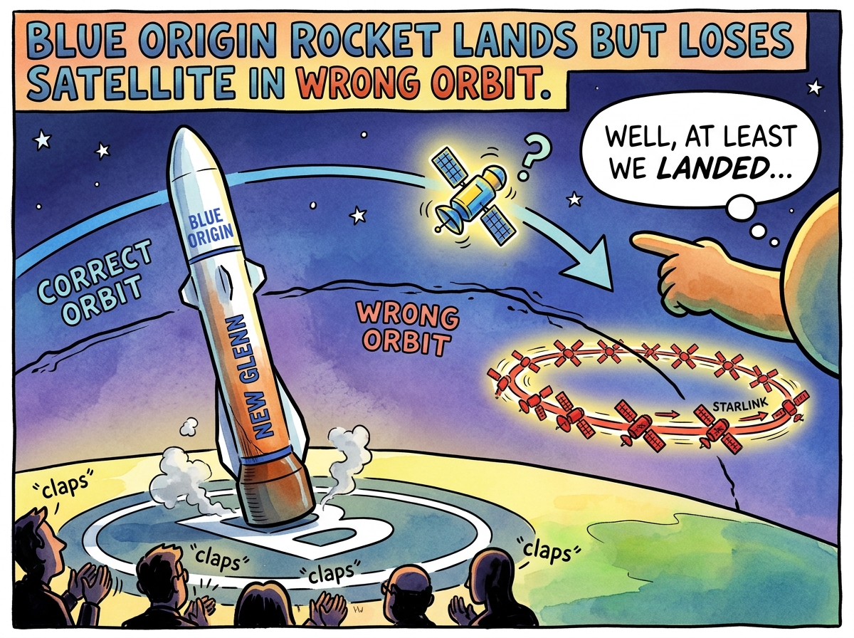 Blue Origin rocket lands but loses satellite in wrong orbit