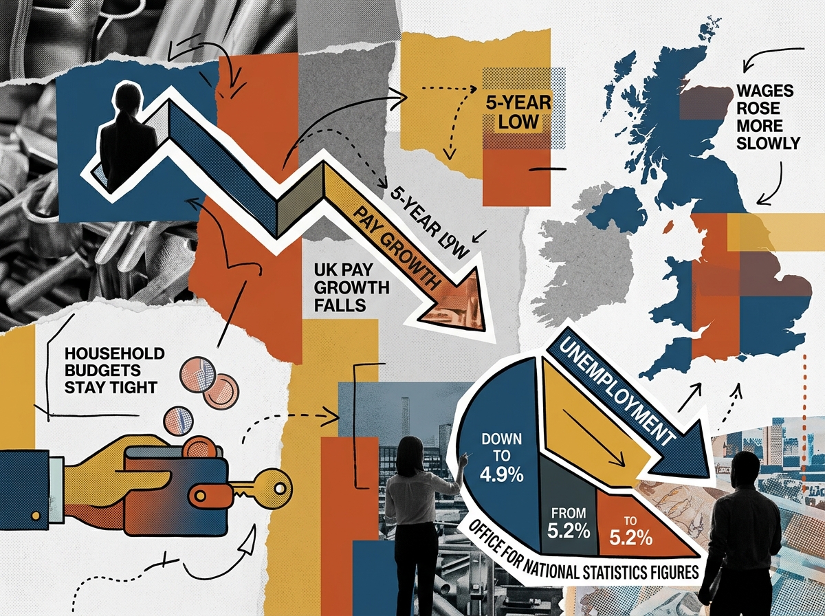 UK pay growth falls to five-year low