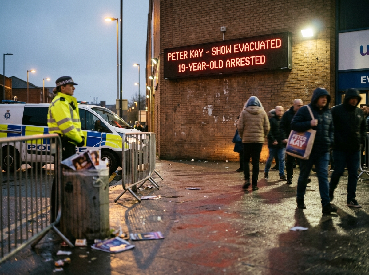 Peter Kay show evacuated, 19-year-old arrested