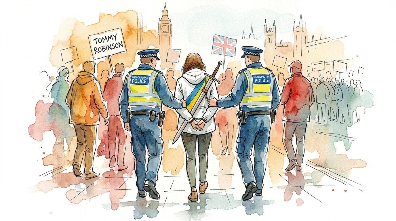 Woman arrested with real sword at London protest