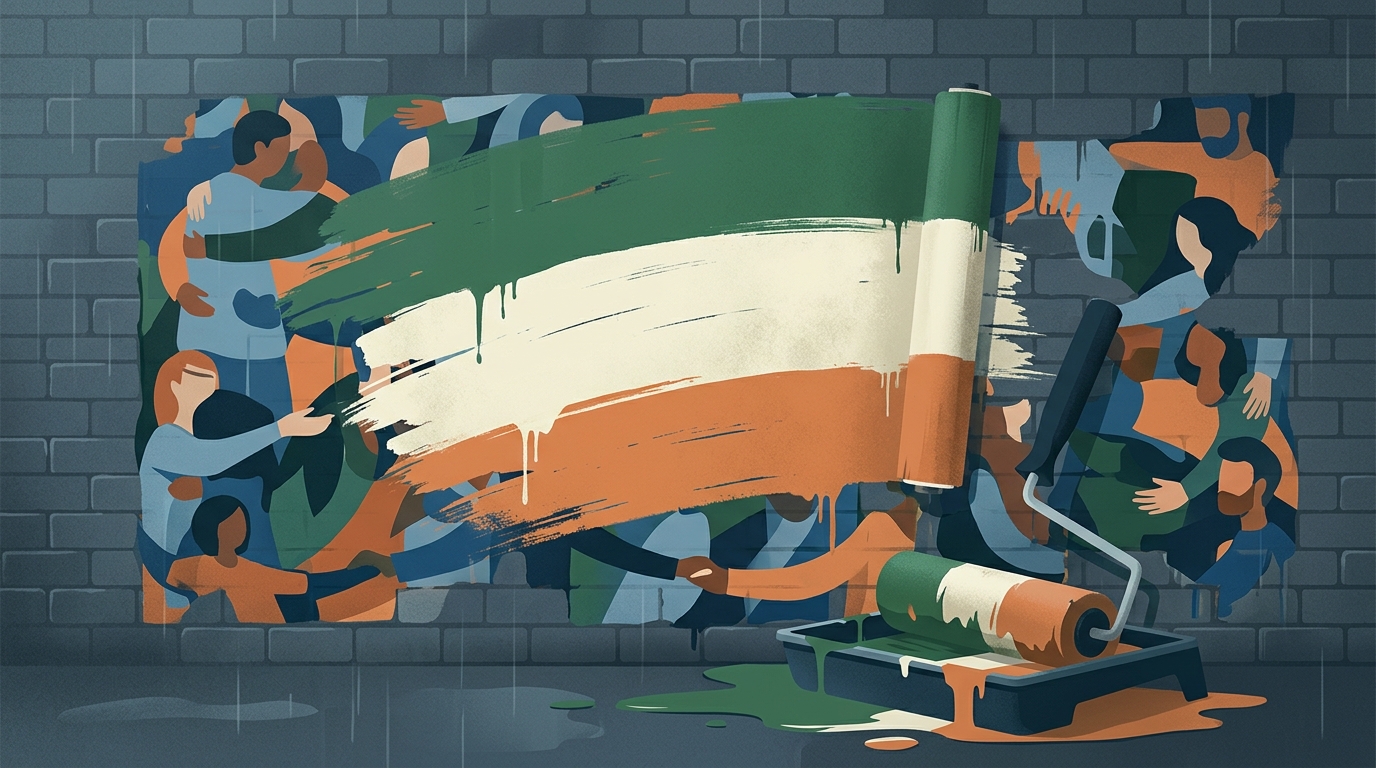 Glasgow community mural painted over with Irish flag colours