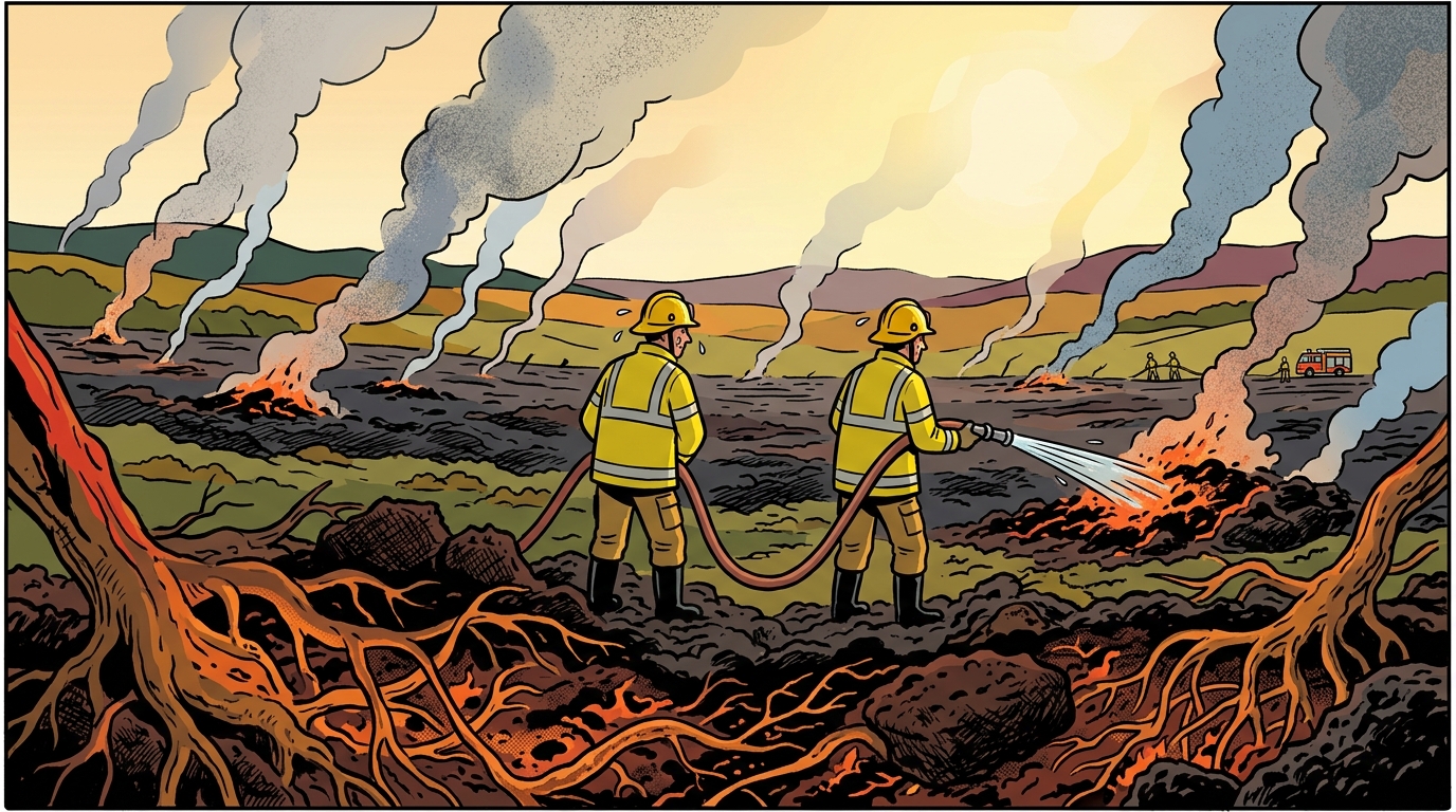 Tintwistle Moor wildfire still burning deep in peat