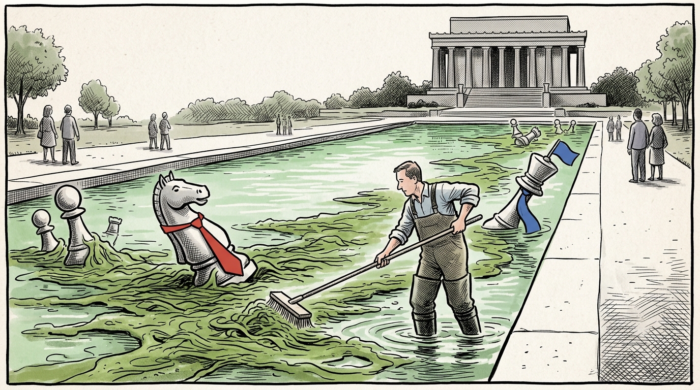 Trump blames Obama, Biden for Reflecting Pool algae